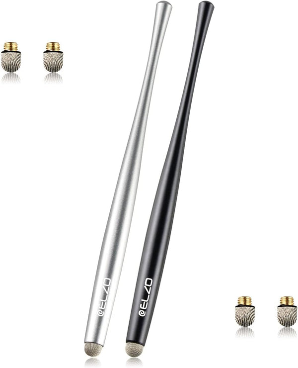 Elzo Stylus Pen Combo, Universal Capacitive Touch Screen 2 Packs with 4 Replacement Fiber Fine Tips for Tablet, iPad,
