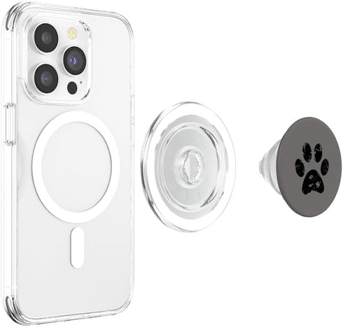 PopSockets PopGrip for MagSafe - Black Dog Paw Print Gray