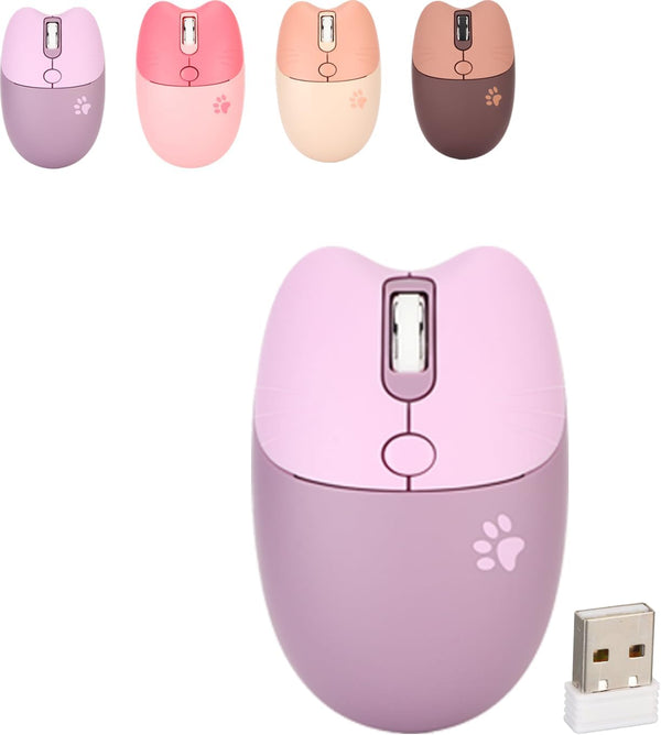 Gugxiom Cat Wireless Mouse, 2.4G Cute Lightweight Soundless Mouse with USB Receiver, 3 Levels DPI for M3 Laptop