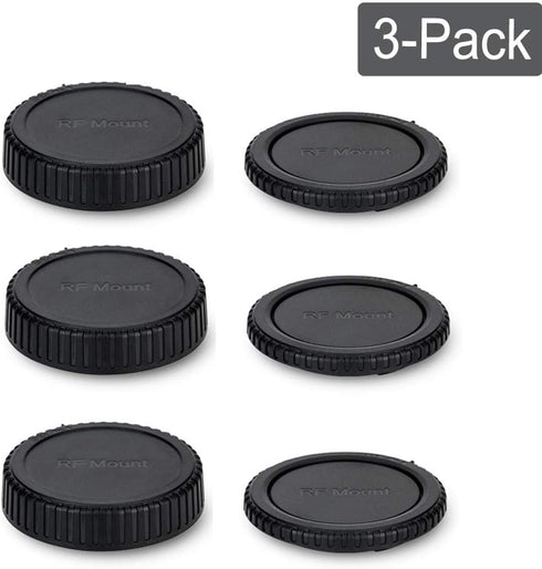 Camera Rear Lens Cap & Body Cap Cover for Canon RF Mount Mirrorless Camera EOS R8 R50 R10 R7 R3 R5C R6 Mark II R6 R5 R RP Replace RF Rear Lens Cap & R-F-5 Body Cap -3 Packs