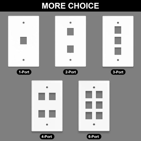 FGB 20-Pack 2-Port Keystone Wall Plate, Low-Profile Single Gang Wall Plates for RJ45, HDMI, Coax Inserts