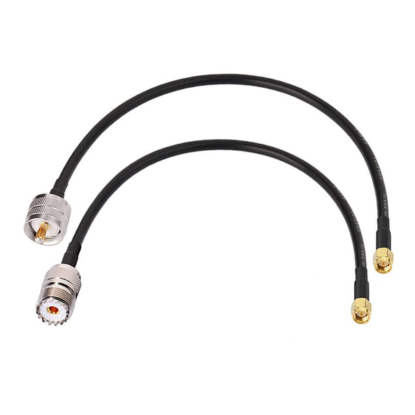 BINGFU SMA Male to UHF SO239 Female & PL259 Male RG58 Coaxial Jumper Cable, 12 inch (2-Pack)