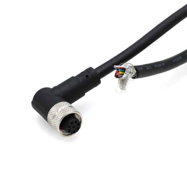 M12 A-Code Elbow 8 Pin Female Sensor Connector Shielded Cable to Flying Leads for Industrial Automation 1M/3.3FT