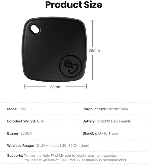 Bluetooth Tracker and Item Locator, Key Finder Smart Tag Item Finder Works with Apple Find My (only iOS Compatible), 1