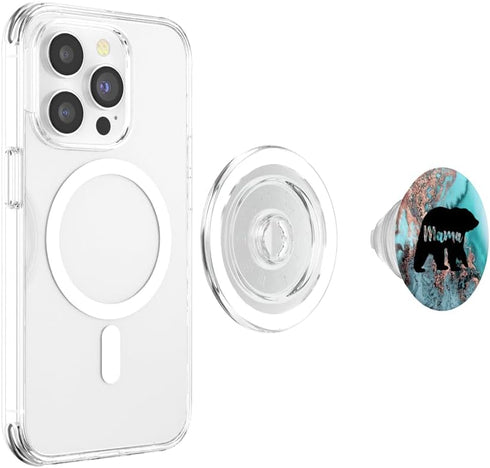 Teal Rose PopSockets PopGrip for MagSafe - Mama Bear Watercolor