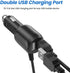 12V Car Charger with 5V Dual USB Ports and 5 Connectors for Radar Detector, Portable Air Pump, 6.6ft Cable