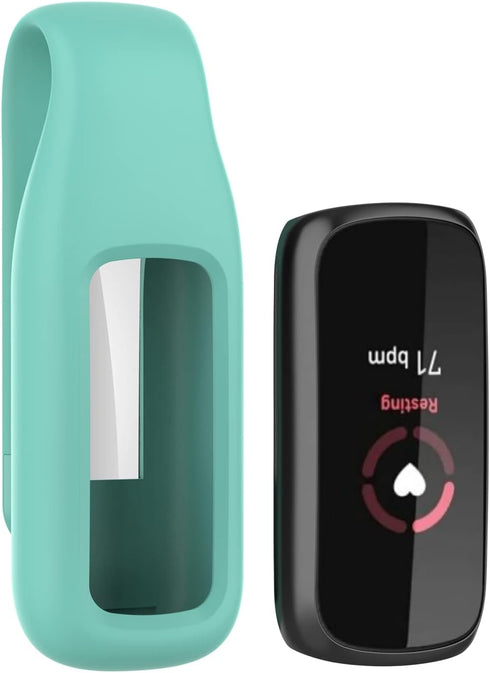 FitTurn Clip for Fitbit Luxe, Soft Silicone Strap Replacement Accessories for Luxe Clip Case (Black, Pink, Teal)