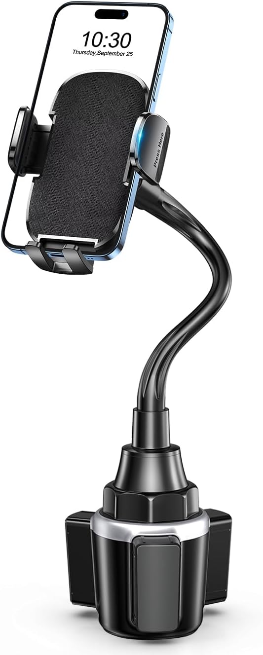 Zewwen Car Phone Holder, Dual 360 Rotate Gooseneck Cup Holder Phone Mount for