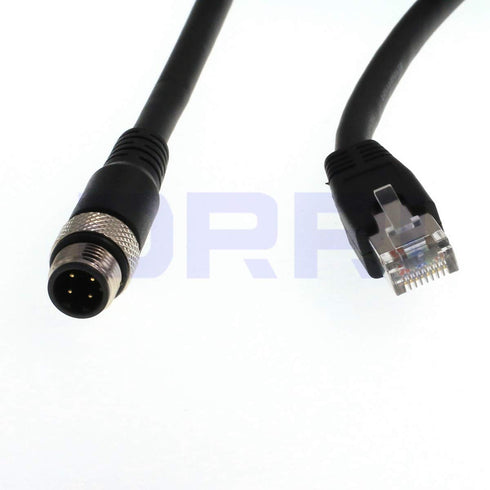 DRRI M12 4pin D-Code Male to RJ45 Ethernet Connector CAT6 Shielded Cable for Profinet & Ethernet/IP Networks