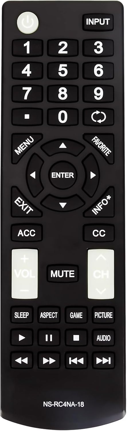 Universal NS-RC4NA-18 Replace Remote Compatible with All Insignia TV Models, NS-55D510NA19, NS-22D510NA19,