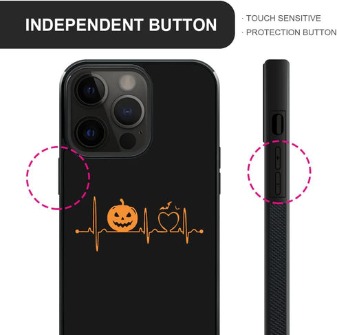 ZHEGAILIAN iPhone 15 Pro Max Case, Halloween Pumpkin Heartbeat, Soft TPU, Non-Slip, Shock Absorption, 6.7-inch.