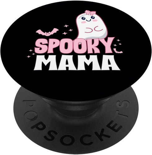 Spooky Mama Family Cute Pink White Ghost Boo Halloween PopSockets Swappable PopGrip