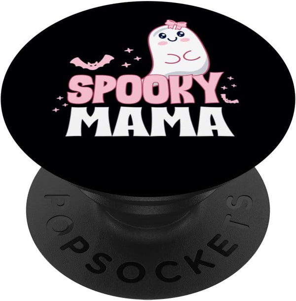 Spooky Mama Family Cute Pink White Ghost Boo Halloween PopSockets Swappable PopGrip