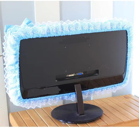 (17''-22''Pink) Computer Monitor Cover with Lovely Cute Elastic Pen Pocket Bow-knot TV LCD Screen Monitor Decoration