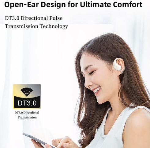 Open Ear Headphones, True Wireless Earbuds with Microphone,Lightweight, Bluetooth 5.3 Headphones with IPX4 Waterproof, Headsets with Earhooks, Air Conduction Sport Earbuds for Workouts Running