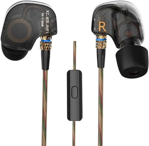Kz ATE HiFi Copper Driver Ear Hook Earphones for Sports, Running, with Foam Eartips & Microphone.