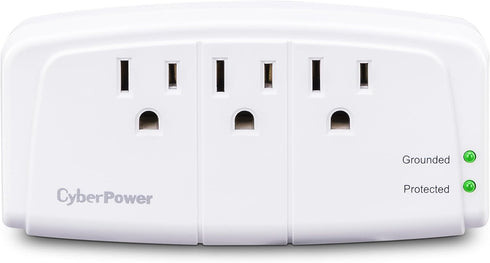 CyberPower CSB300W Essential Surge Protector, 900J/125V, 3 Outlets, Wall Tap