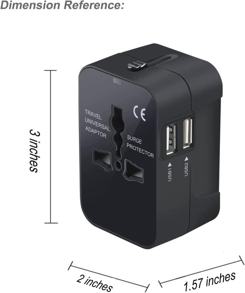 Premium Travel Adapter, Portable Universal Worldwide Power Adapter, European Travel Plug Adapter with Dual USB Charging