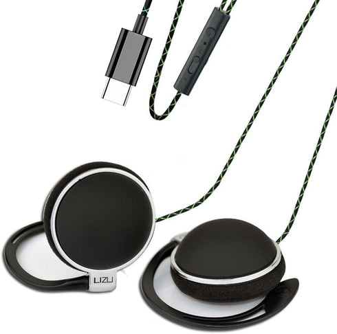 Wired USB C Earphones with Microphone, Clip-On Controller Function, Subwoofer Stereo, Compatible with iPad and Android