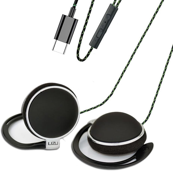 Wired USB C Earphones with Microphone, Clip-On Controller Function, Subwoofer Stereo, Compatible with iPad and Android
