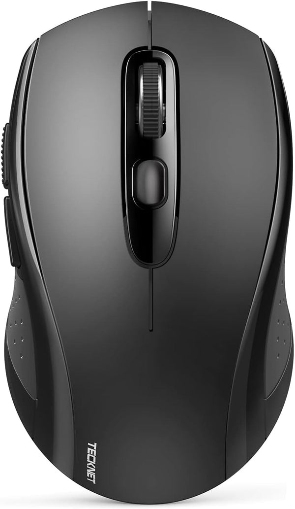 TECKNET Wireless Bluetooth Mouse for MacBook, 2400DPI 2-in-1 Mouse for Laptop (BT 5.0/3.0+2.4G USB), Black