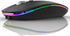 Uiosmuph LED Wireless Mouse, G12 Slim Rechargeable Silent Mouse, 2.4G Portable USB Optical Mice, Matte Black