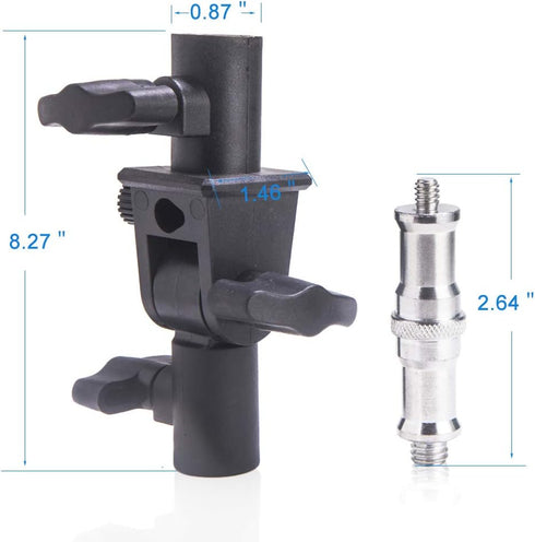 WELLMAKING 2PCS U Shape Tilt Adapter, Swivel Mount Umbrella Holder Light Stand with Standard 1/4 to 3/8 inch Screw