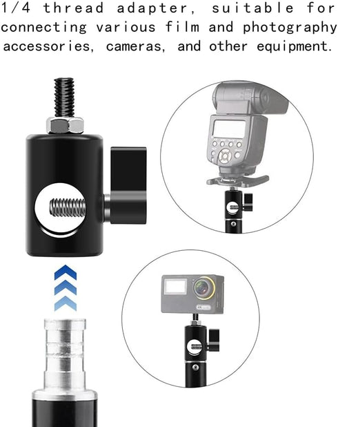 TEHAOUU 1/4 16mm Stainless Steel Light Stand Adapter, Photography Studio Live Broadcast Tripod Converter, Compatible