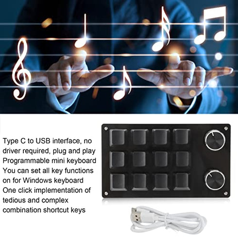 Zerodis Macro Mechanical Keyboard, One Handed 12 Key Multifunction DIY Programmable Keypad for Office Gaming