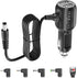 12V Car Charger with 5V Dual USB Ports and 5 Connectors for Radar Detector, Portable Air Pump, 6.6ft Cable