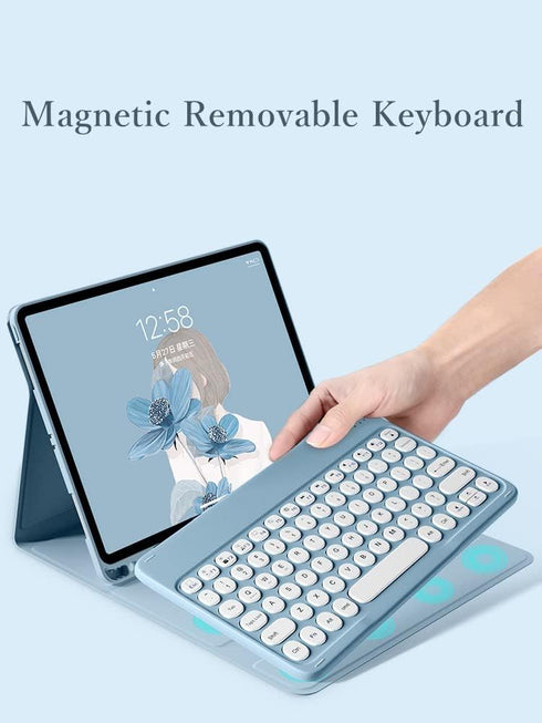 iPad 9th 8th 7th Generation 10.2 inch/Air 3 Pro 10.5 inch Keyboard Case with Cute Candy Color Mouse and Detachable