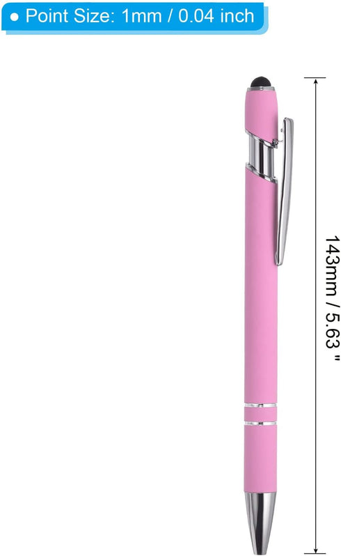 PATIKIL 6 Pack Ballpoint Pen with Stylus Tip, 2 in 1 Metal Pen, Light Purple, Black Ink 1.0mm Medium Point