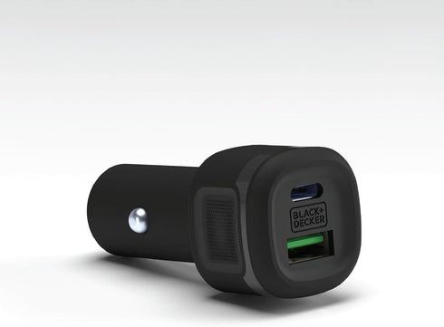 BLACK+DECKER Compact 38W USB C Car Charger, 2-Port with LED Indicator, Quick Charge Compatible with iPhone 15 Series