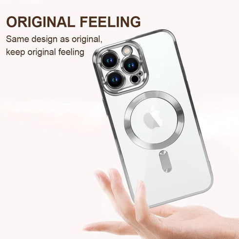 ZIYE iPhone 15 Pro Max Case - Magnetic, MagSafe Compatible, Clear Plating, Soft TPU Bumper, Full Camera Protection,
