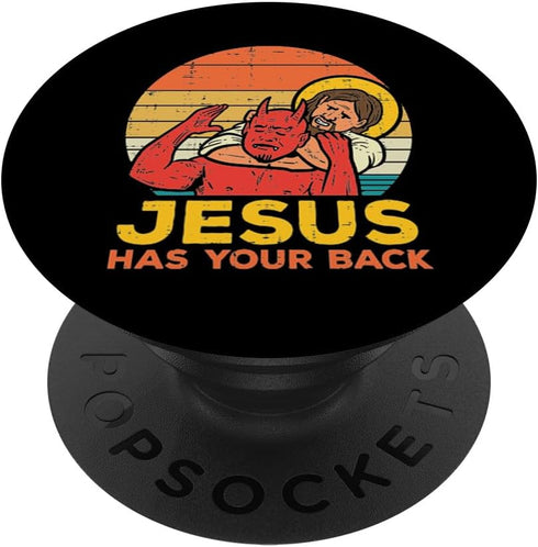 Jesus Has Your Back Jiu Jitsu Retro Christian Men Women Kids PopSockets Standard PopGrip