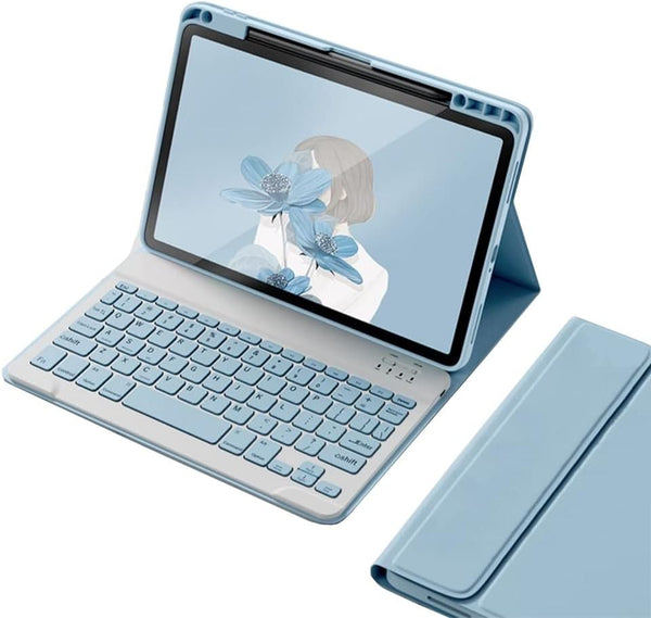Keyboard Case for iPad Mini 6th Generation, Magnetic Detachable Bluetooth Keyboard Cover, Misty Blue