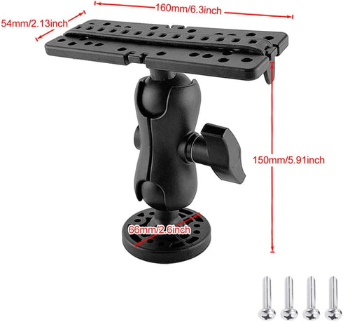 CALIDAKA Fish Finder Mount Base, Ball-Mount Fish Finder Mount, 360 Degree Rotation Fish Finder Holder, Universal Marine Electronic Fish Finder Mount, Boat Fish Finder Electronics Mount