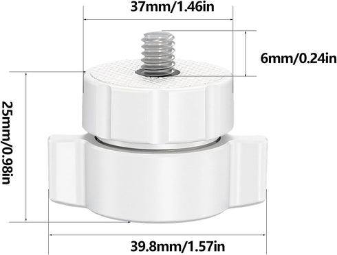 GWUIOREX 17mm 1/4 20 Ball Joint to Screw Adapter, White Camera Mount for Photography Gear, Female Socket with Male