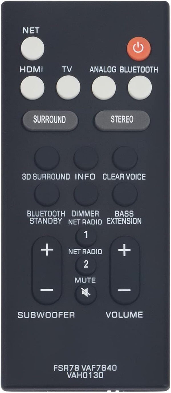 FSR78 VAF7640 VAH0130 Replacement Remote Control for Yamaha SoundBar YAS106 YAS-106 ATS-1060