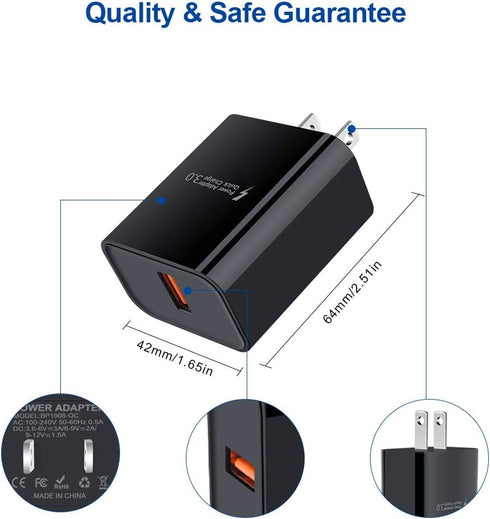 Micro USB Charger with Wall Plug, Android Phone Charger Fast Charging for Samsung Galaxy S7 S6 J8 J3