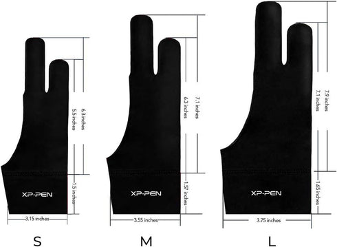 XPPen Artist Drawing Glove 2-Fingers Glove for Graphics Drawing Tablet Suitable for Right Hand and Left Hand (Size M) Black by XP-PEN