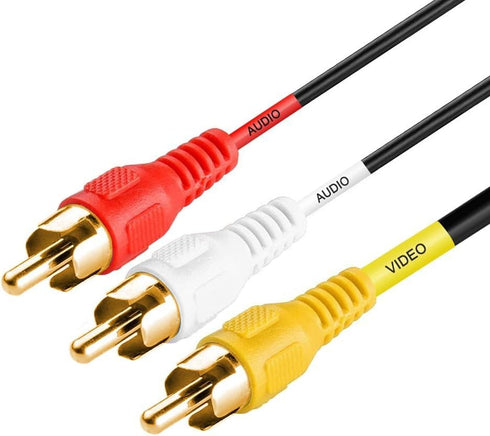 Cmple - 3 RCA Cable 12 Feet, Male to Male Audio Video Cables for VHS/DVD Players, TVs