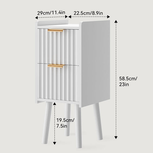 2 UWNS015W IBUYKE Narrow Nightstand, Small Slim Bedside Table with Drawer, Space Saving, Wood Side End Tables