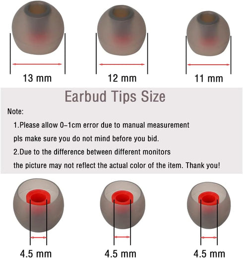 Silicone Replacement Earbud Tips for In-Ear Headphones (3.8mm-5.5mm) - 18 Pairs S, M, L Eartips for Ultimate Comfort.