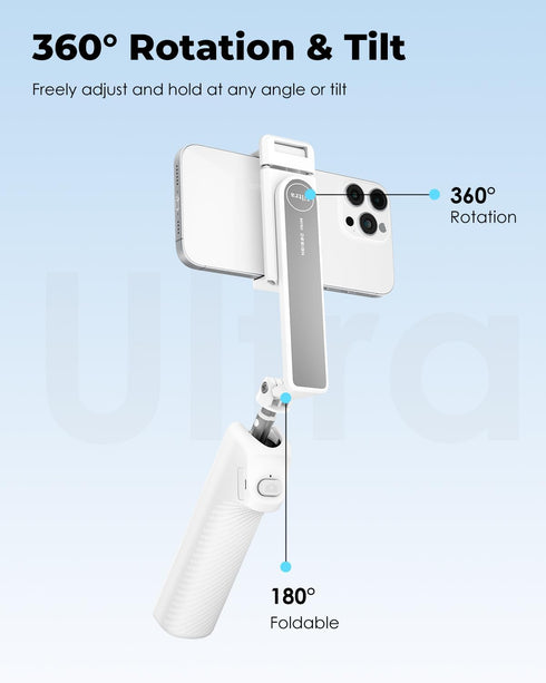 Viozon 47" Aluminum Alloy Wireless Selfie Stick, Lightweight Extendable Pocket-Size Phone Stick with Remote, Compact