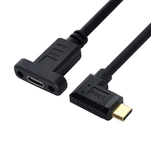 chenyang USB 3.1 Gen 2 10Gbps USB C Male to Female 90 Degree Right Angled Fast Charging Data Transfer Cable, 0.3M