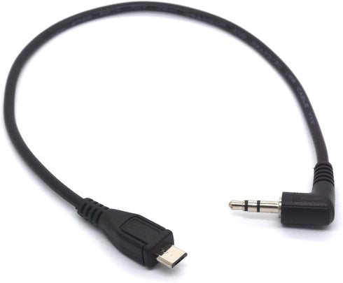 Angled 3.5 mm to Micro USB Cable Adapter, Convert Micro USB B 5 Pin Male to 3 Pole 3.5mm Male Jack Aux Audio