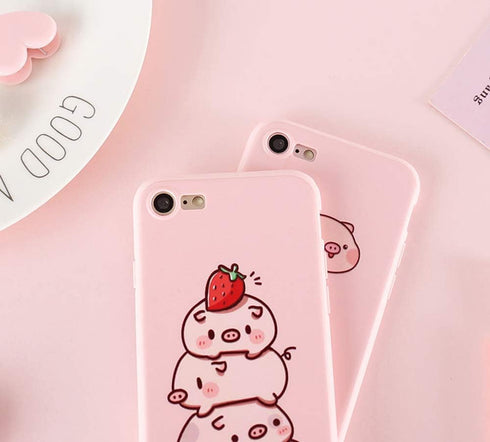 UnnFiko Pig Phone Case Compatible with iPhone 6/6s, Cute Cartoon Animal Silicone Protective Case for Women
