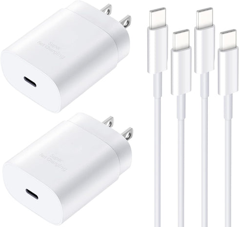 Super Fast Charger 25W USB Type C Block with 8FT Cable for Samsung Galaxy S24/S23/S22 Ultra/S21/S20/Note 10/20