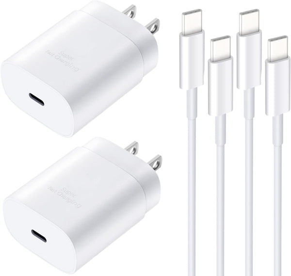 Super Fast Charger 25W USB Type C Block with 8FT Cable for Samsung Galaxy S24/S23/S22 Ultra/S21/S20/Note 10/20